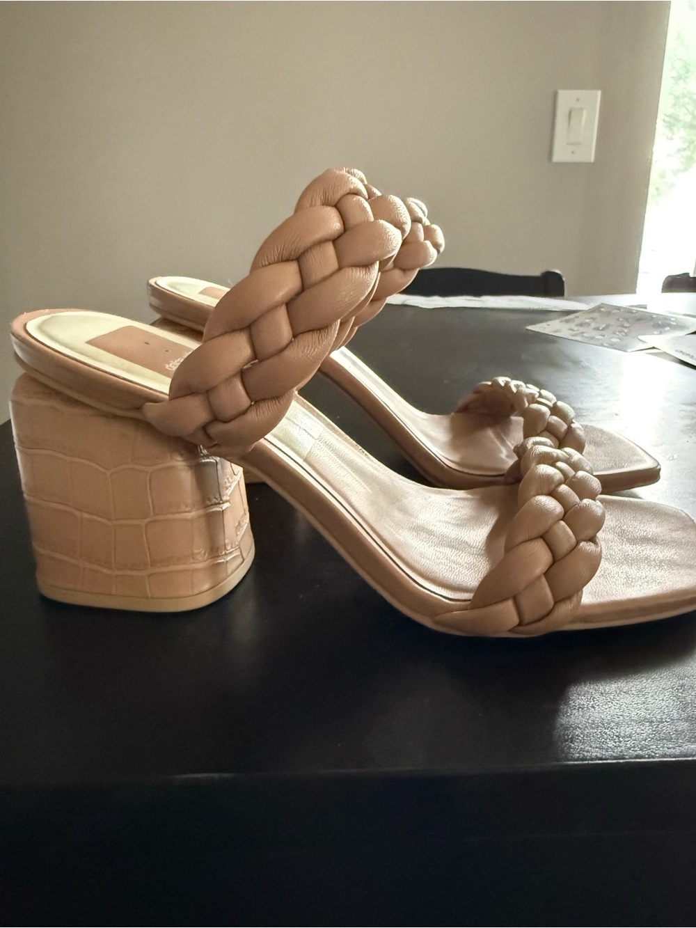 Dolce Vita Nude Braided Double-Strap Block Heels - Picture 2 of 3